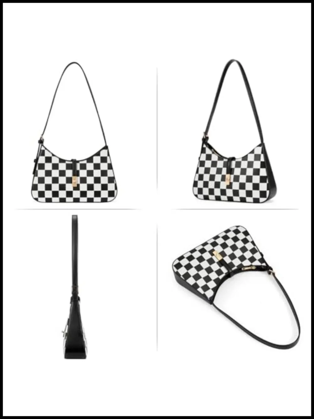 Crescent Hobo Bag for Women, Faux Leather Mini Shoulder Purse with Adjustable